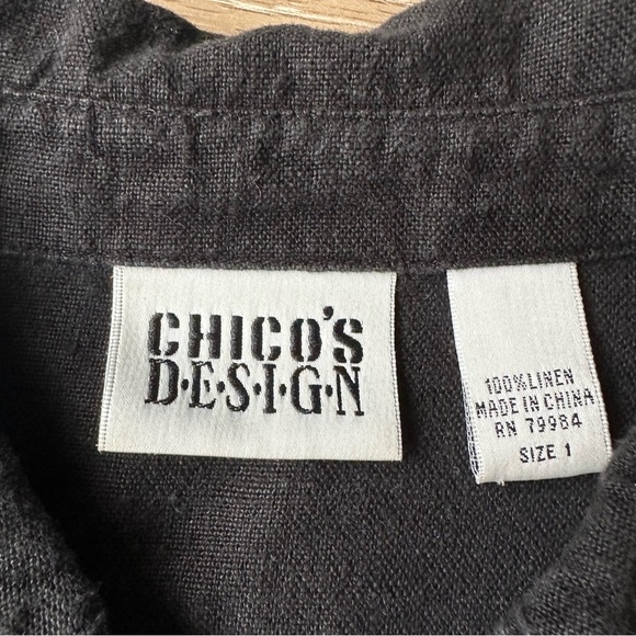 Vintage Chico’s 100% Linen Black Button Down Shirt - Picture 2 of 4